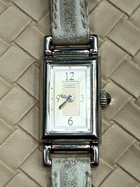 Coach Accessories - Vintage Coach Tank Watch Women Dial Silver Tone Rectangle Model 0820 New Battery